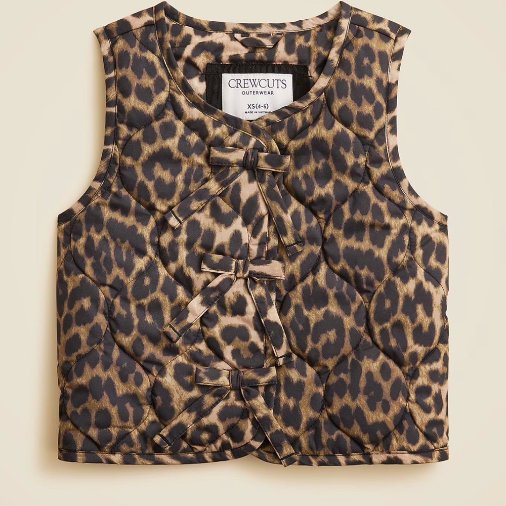 New Crewcuts Girls' quilted vest in leopard print with PrimaLoft® size M 8-9